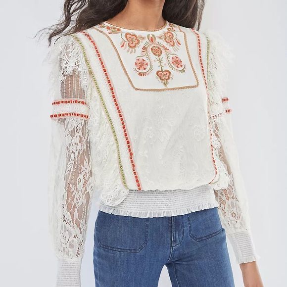 Anthropologie Tali Embroidered Lace Top by 
Bl-nk NWT Size Medium - Picture 1 of 6